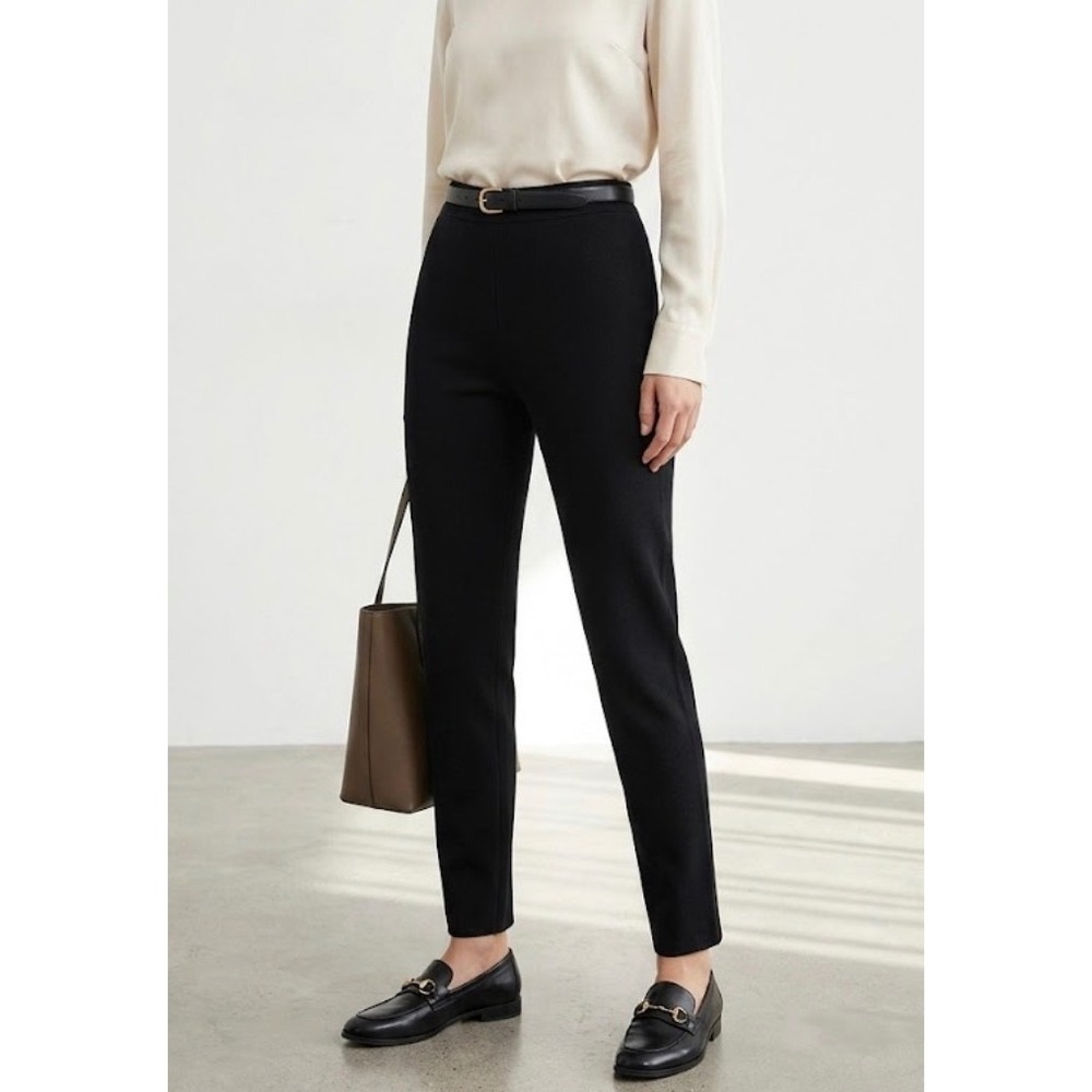 J. Jill Womens Black Textured Tapered Leg Side Zip Dress Pants Size 10